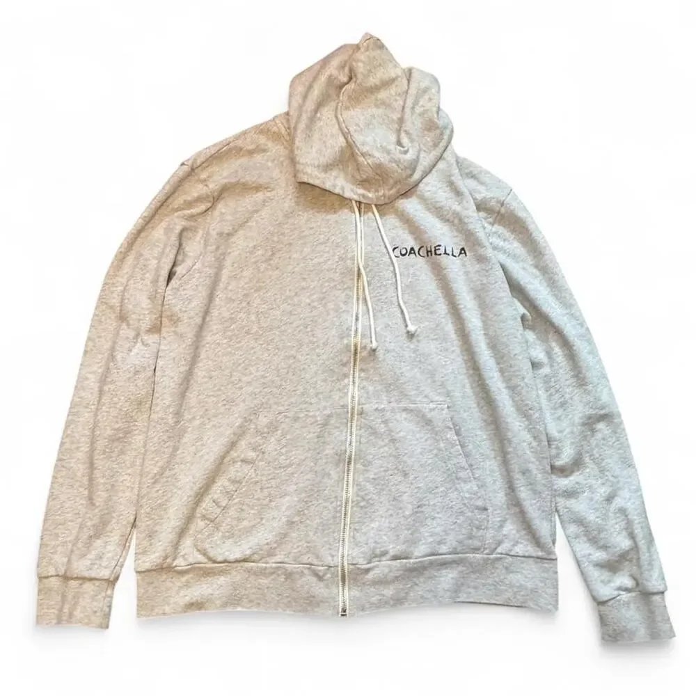 NEW Coachella Music Festival x H&M Collab Heather Cream Zip-Up Hoodie — XL - Picture 3 of 7